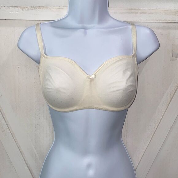 Soma Shadow Balconette Bra Off White Dotted Overlay Underwire Bra Size 34 D - Picture 2 of 9